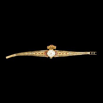 DAMARMBANDSUR, Longines, i guld med rubiner.