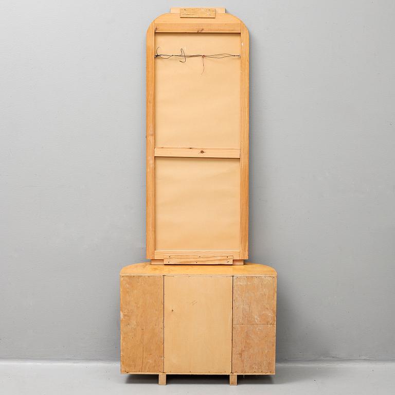 A mid 20th Century two piece birch hall furniture.