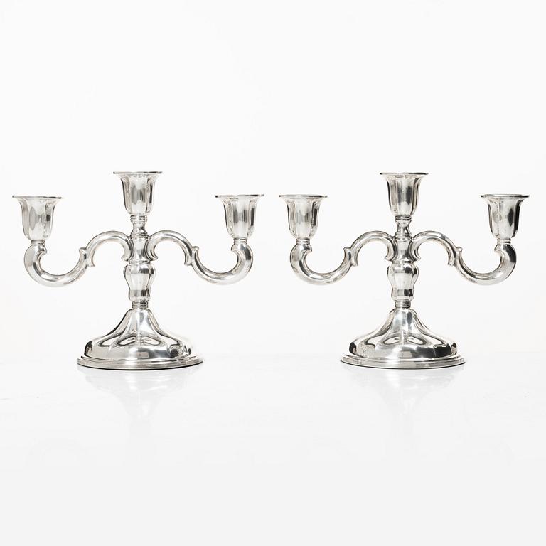 Candelabras, a pair, silver, 20th century.
