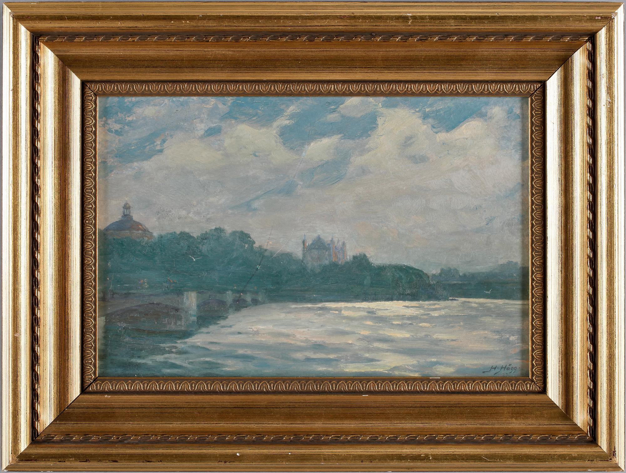 HERMAN HÄGG, olja på pannå, sign.