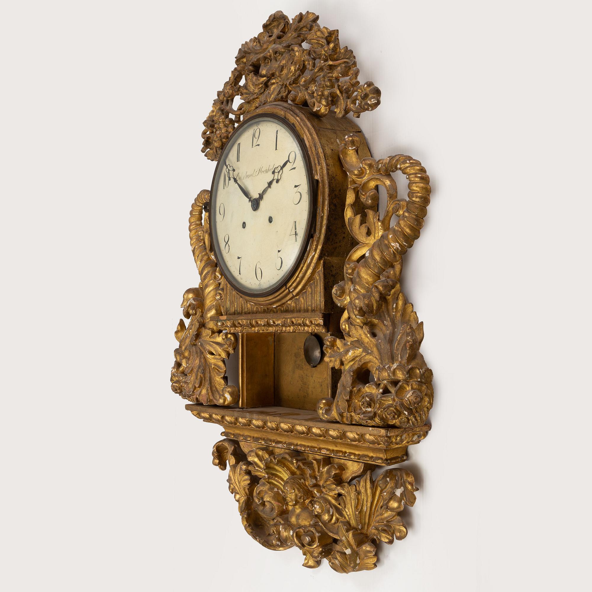 Jonas Cederlund, a Swedish empire wall clock, second half of the 19th Century with later parts.