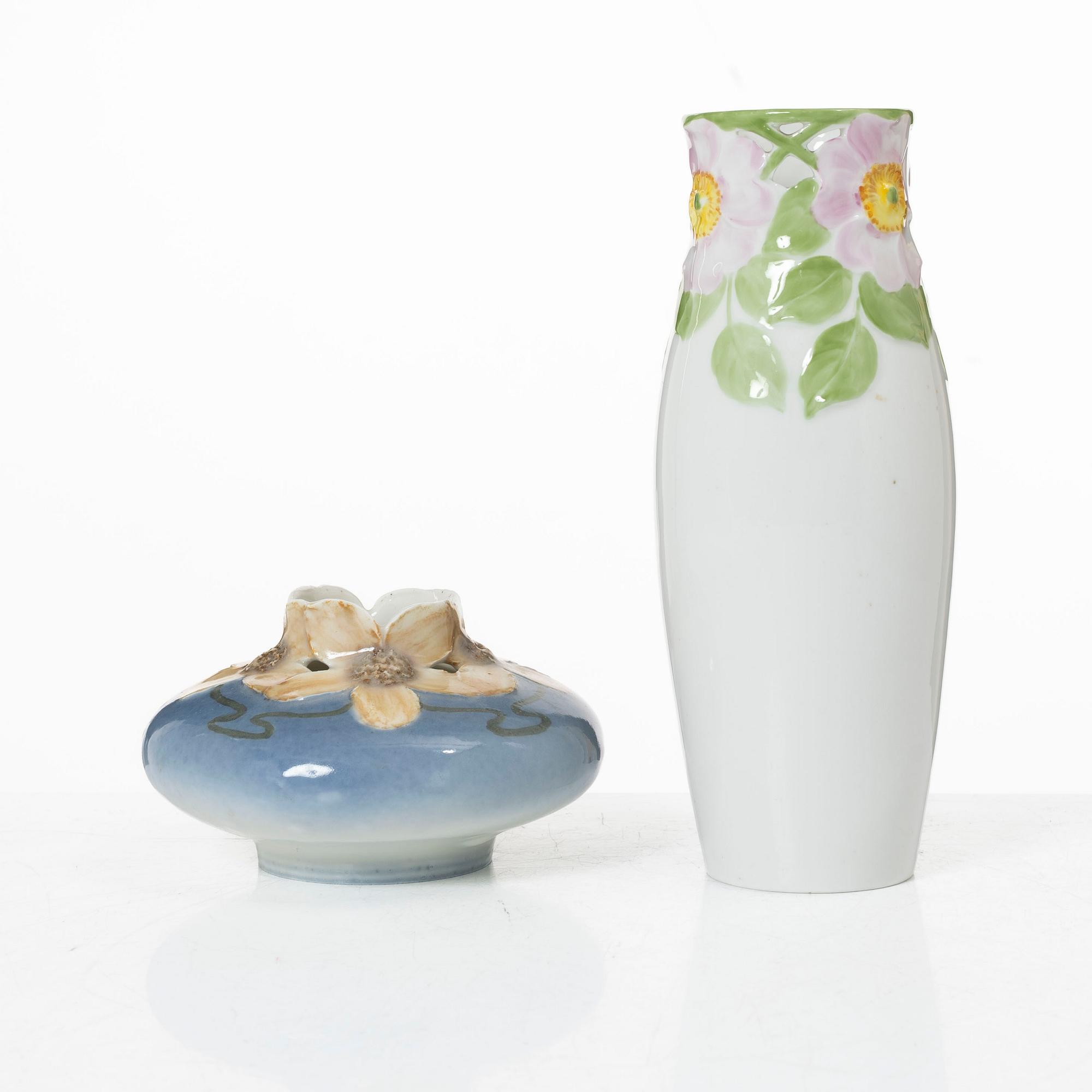 Rörstrand, vases, 2 pcs, Art Nouveau, early 20th century.