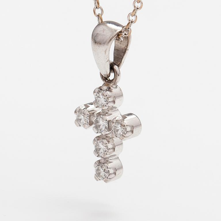 RISTI/RIIPUS, 18K valkokultaa, timantteja n. 0.18 ct yht. A Tillander, Helsinki.