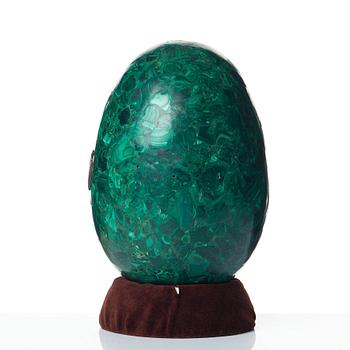 A Russian 19th Century malachite veneered egg.