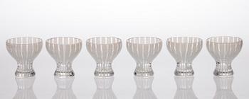 GLAS, 6 st, design Bengt Orup, Johansfors glasbruk. 1900-senare hälft.