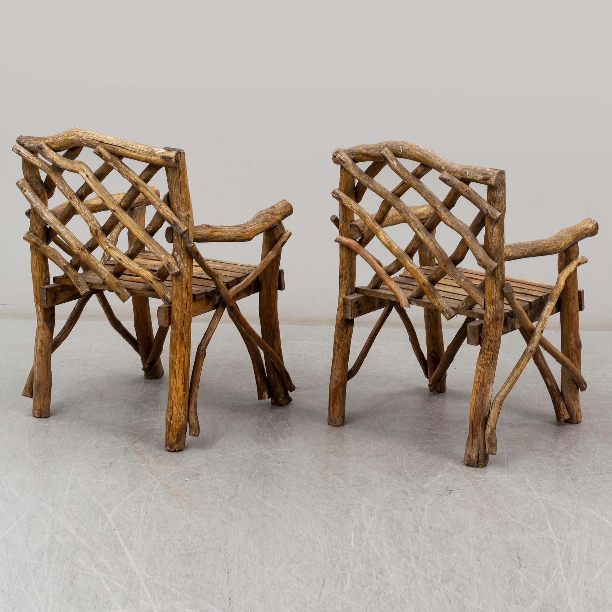 TRÄDSGÅRDMÖBEL, 5 delar, sk grenmöbel, 1900-tal.