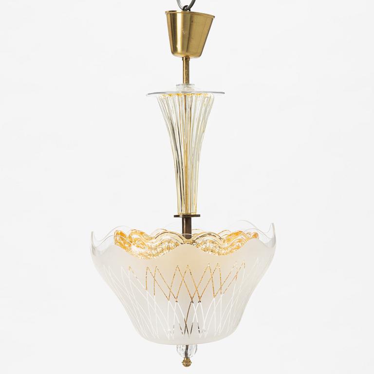 A glass ceiling lamp, Orrefors, mid-20th Century.