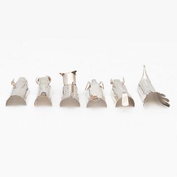 Gunnar Cyrén, six silver butter knife rests, CG Hallberg, Stockholm, 1956.