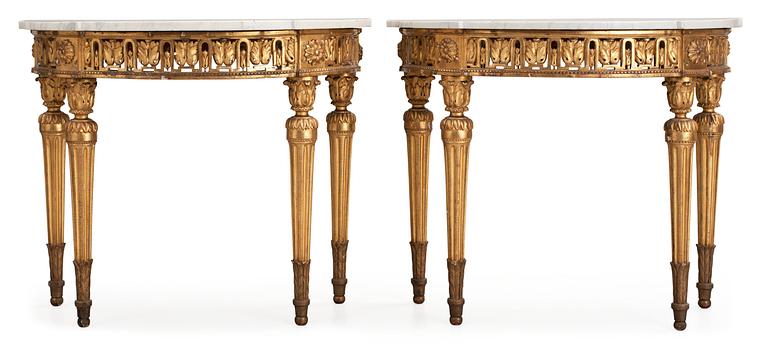 A pair of Louis XVI late 18th century console tables.