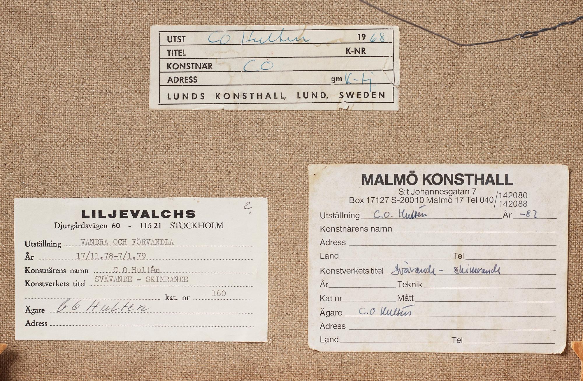 CO Hultén, olja på duk, signerad och daterad -55.