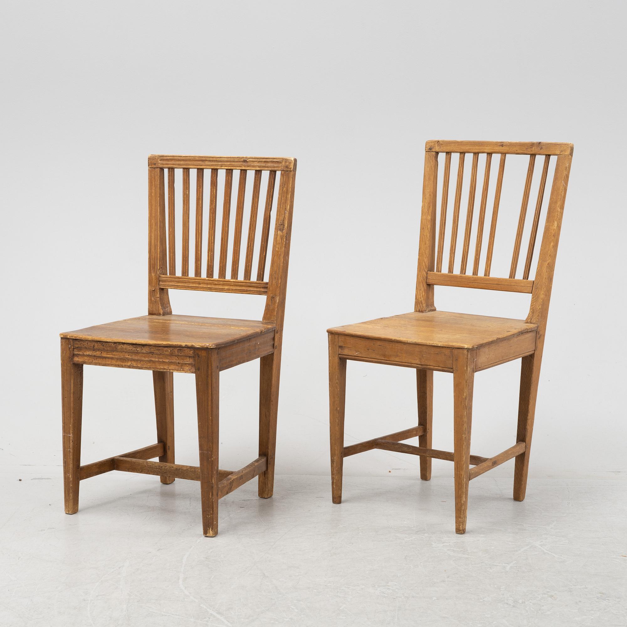 A group of six Swedish folk art chairs, first half of the 19th Century.