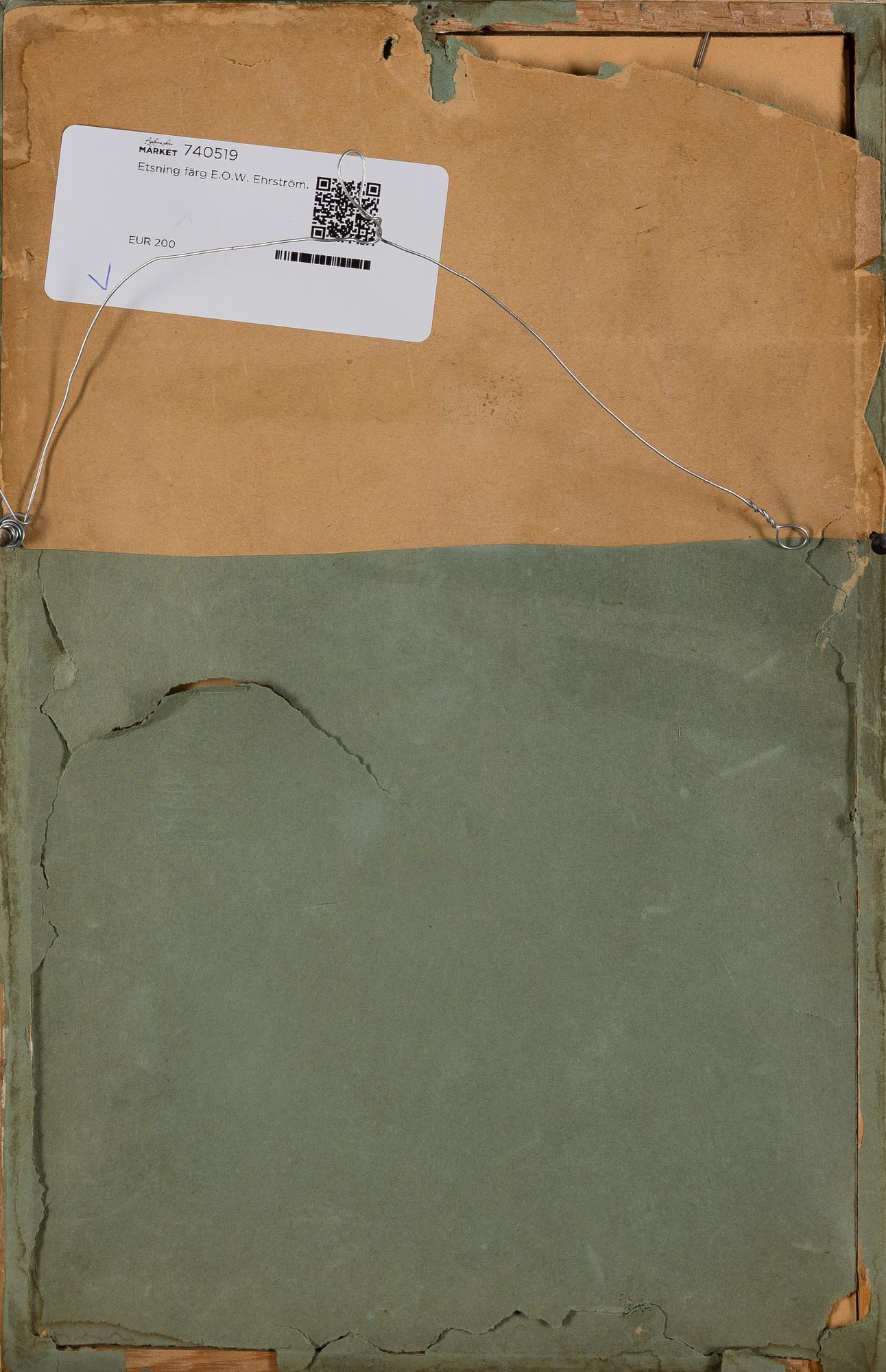 ERIC O. W. EHRSTRÖM, etsaus, signeerattu ja päivätty 1909, omistuskirjoitus.