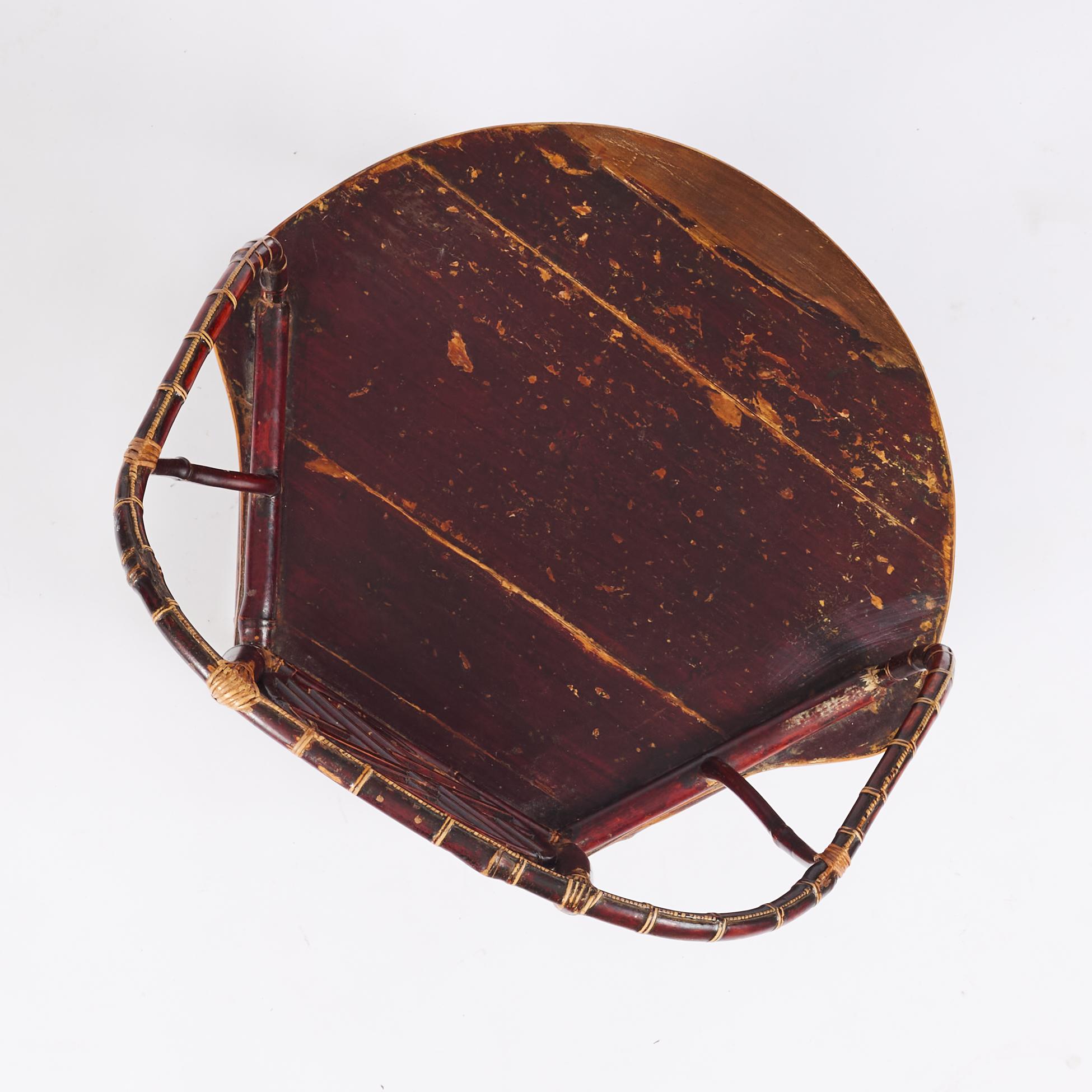 A Chinese bamboo horseshoeback armchair, late Qing dynasty.