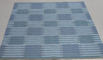 Carl Malmsten, a carpet, "Capella, blå", flat weave, ca  242-243,5 x 165,5 cm, signed CM.