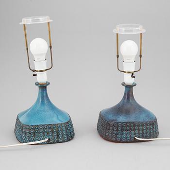 STIG LINDBERG, a pair of stoneware table lamps, Gustavsberg studio, Sweden 1965.