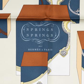 Hermès, a 'Springs Springs' twill silk scarf.