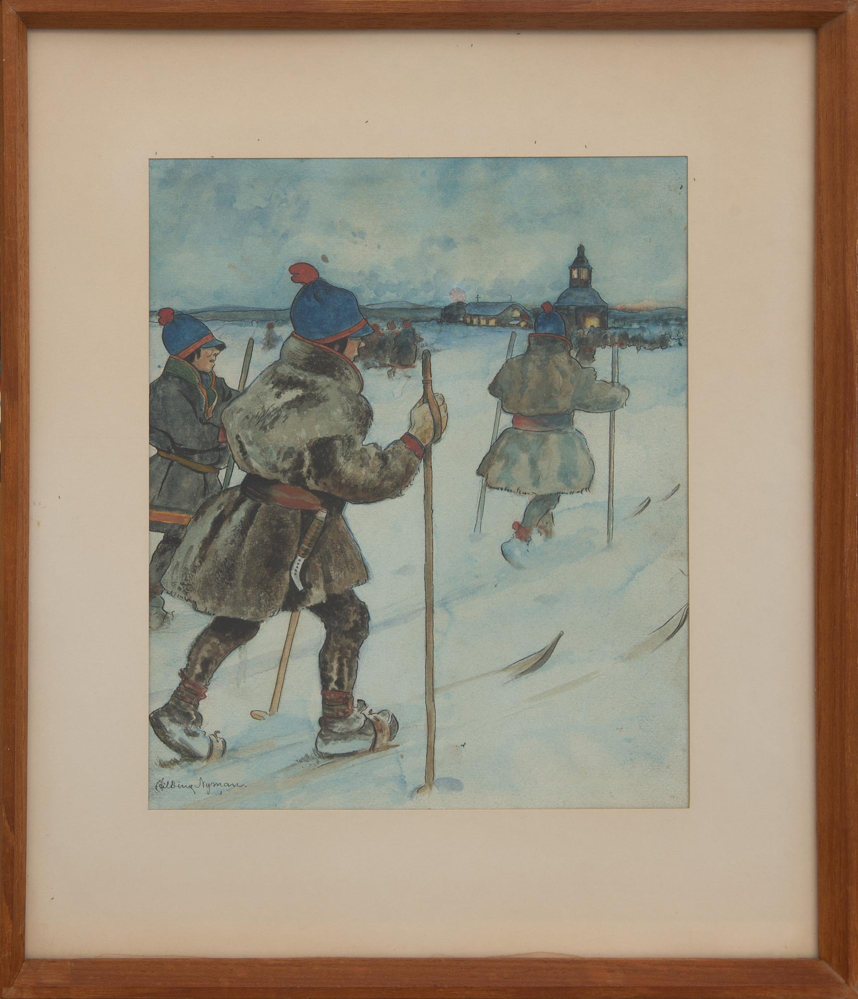 HILDING NYMAN, akvarell, signerad.