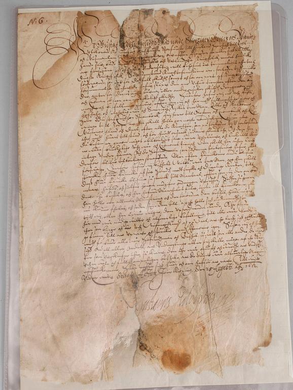 A letter from the swedish king Gustav II Adolf, dated 1612.