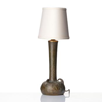 Emy Wahlström, a bronze Art Nouveau table lamp with a maritime motif, cast by Hugo Elmquist, Stockholm.