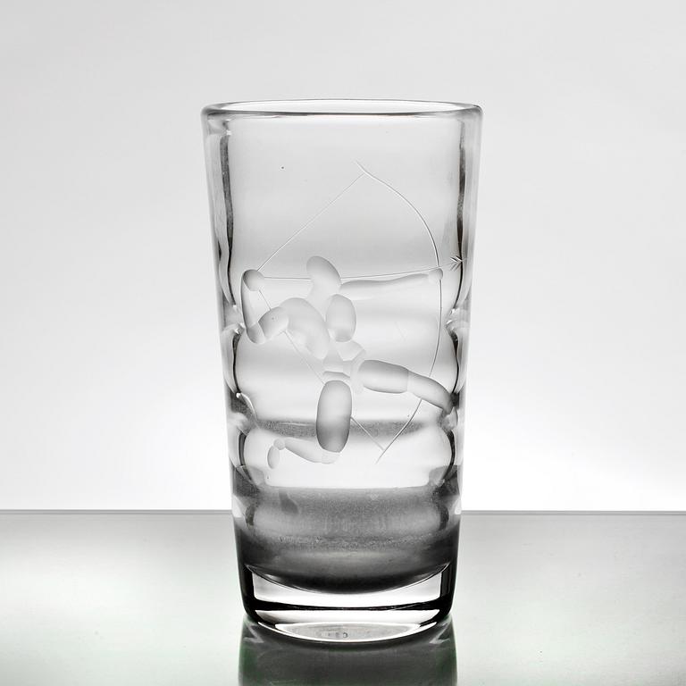 VAS, glas, Vicke Lindstrand, Orrefors, 1930-tal. Osignerad.