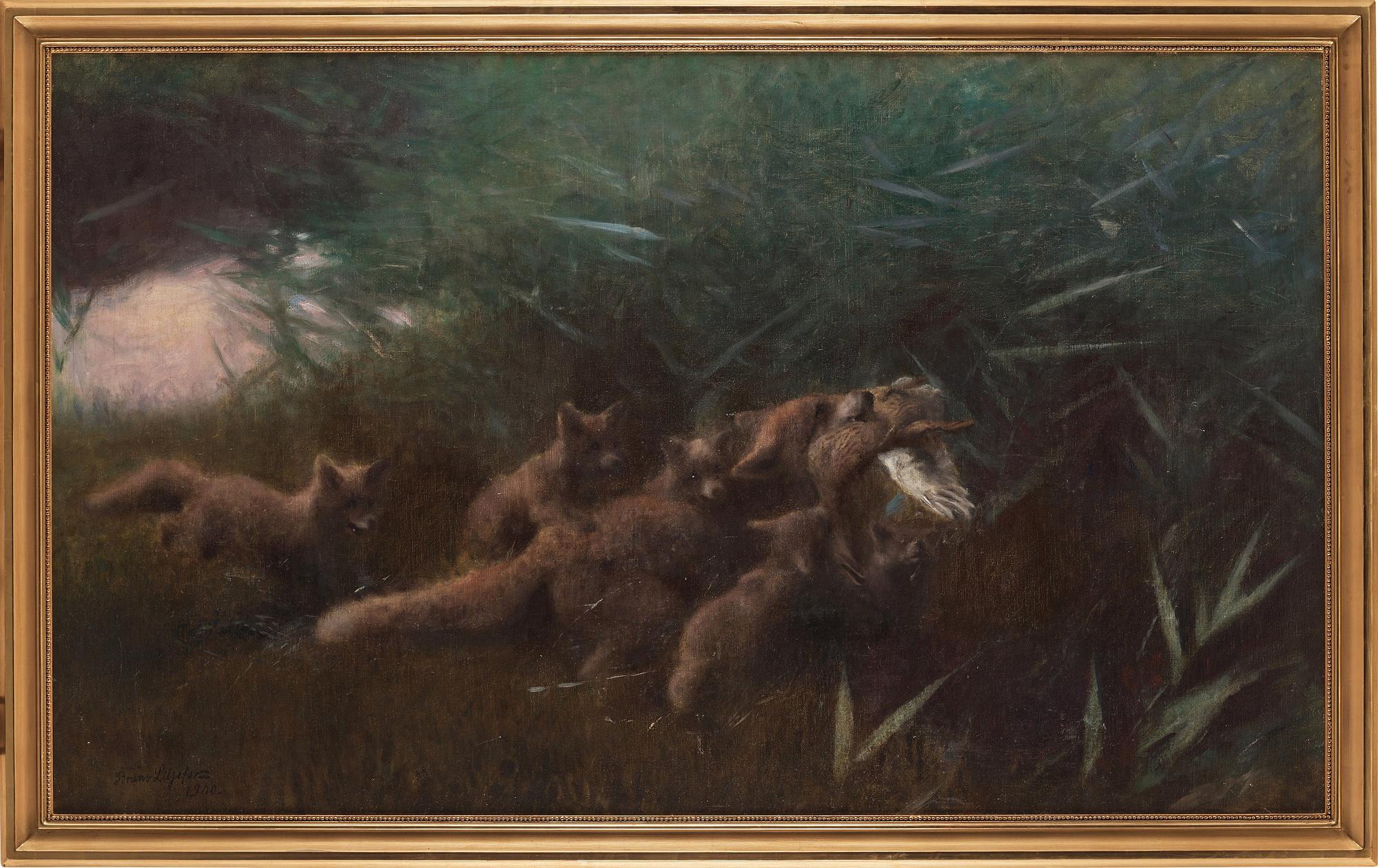 Bruno Liljefors, A family of foxes.