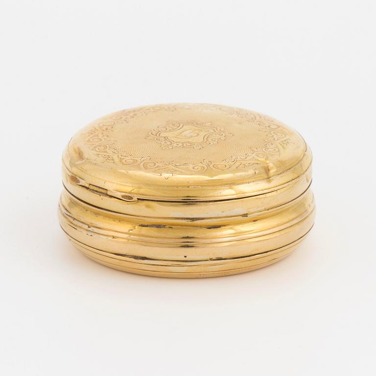 PILLERASK, 18 k guld, omkring år 1900.