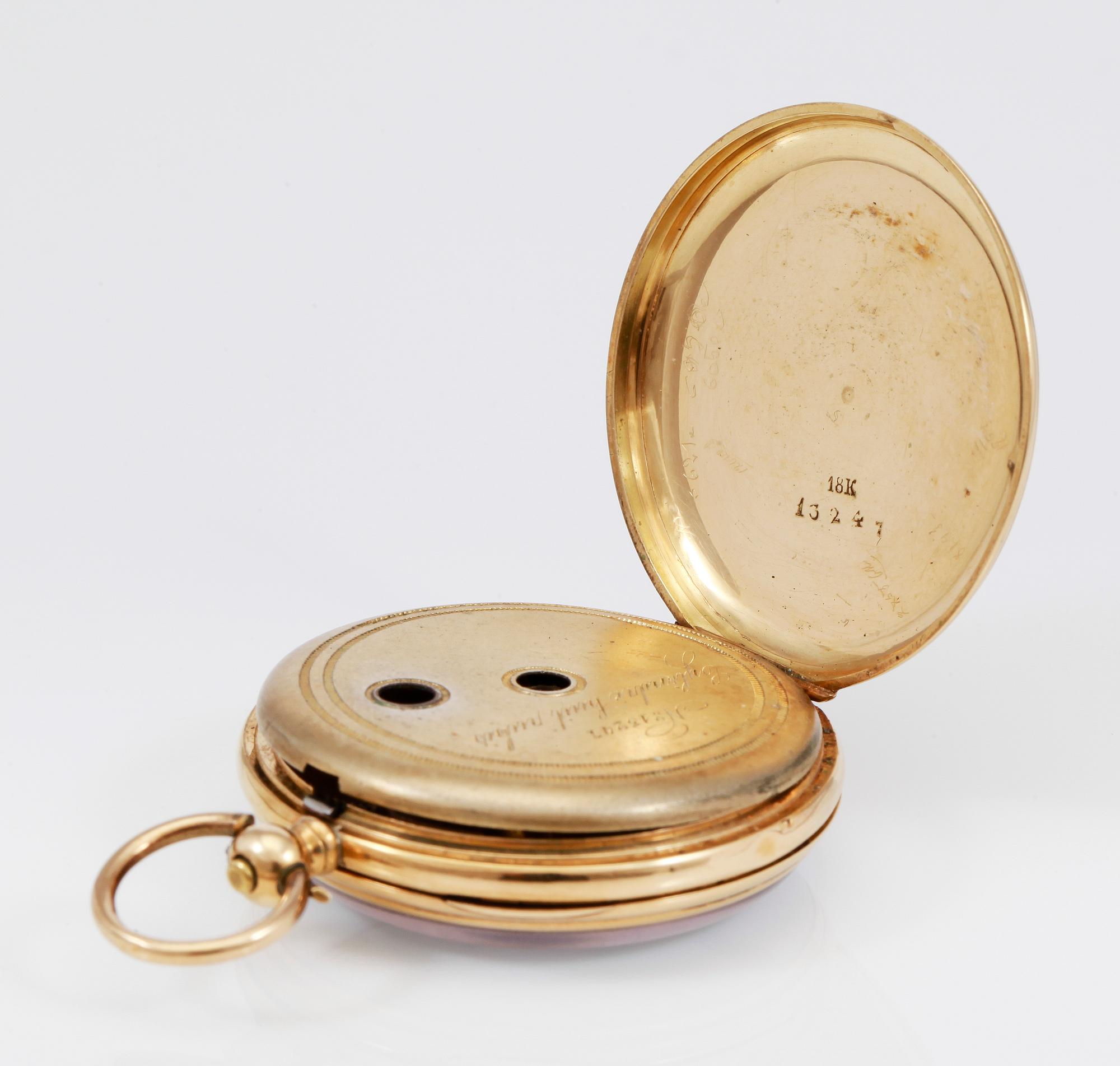 FICKUR, 18K guld, omkring år 1900.
