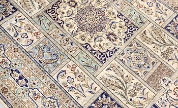 A part silk Naincarpet, so-called 6LAA, approx. 244 x 165 cm.