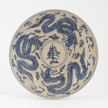 A ceramic dragon dish, Sout East Asia, 20th century.