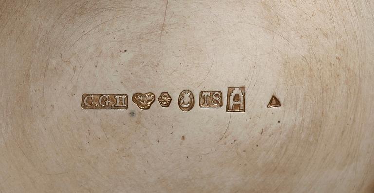 BÄGARE, silver, 3 st, bl.a. GAB, Stokholm, 1906. Vikt 639 gram.