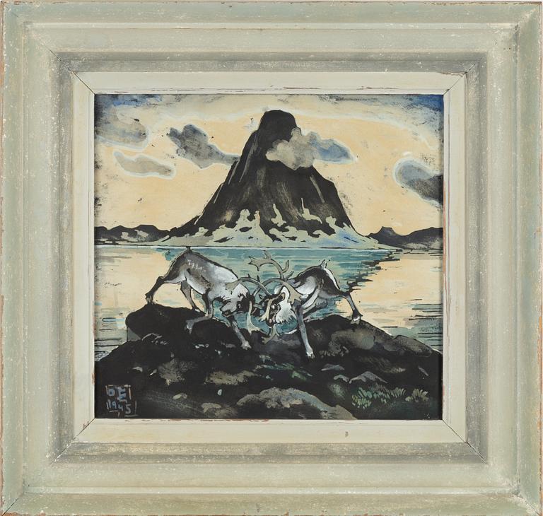 Ossian Elgström, watercolour, signed and dated 1945.