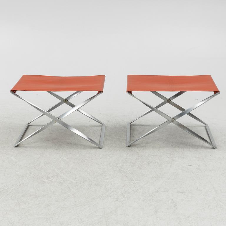 Poul Kjaerholm, stools, a pair, "PK 91", Fritz Hansen, Denmark.