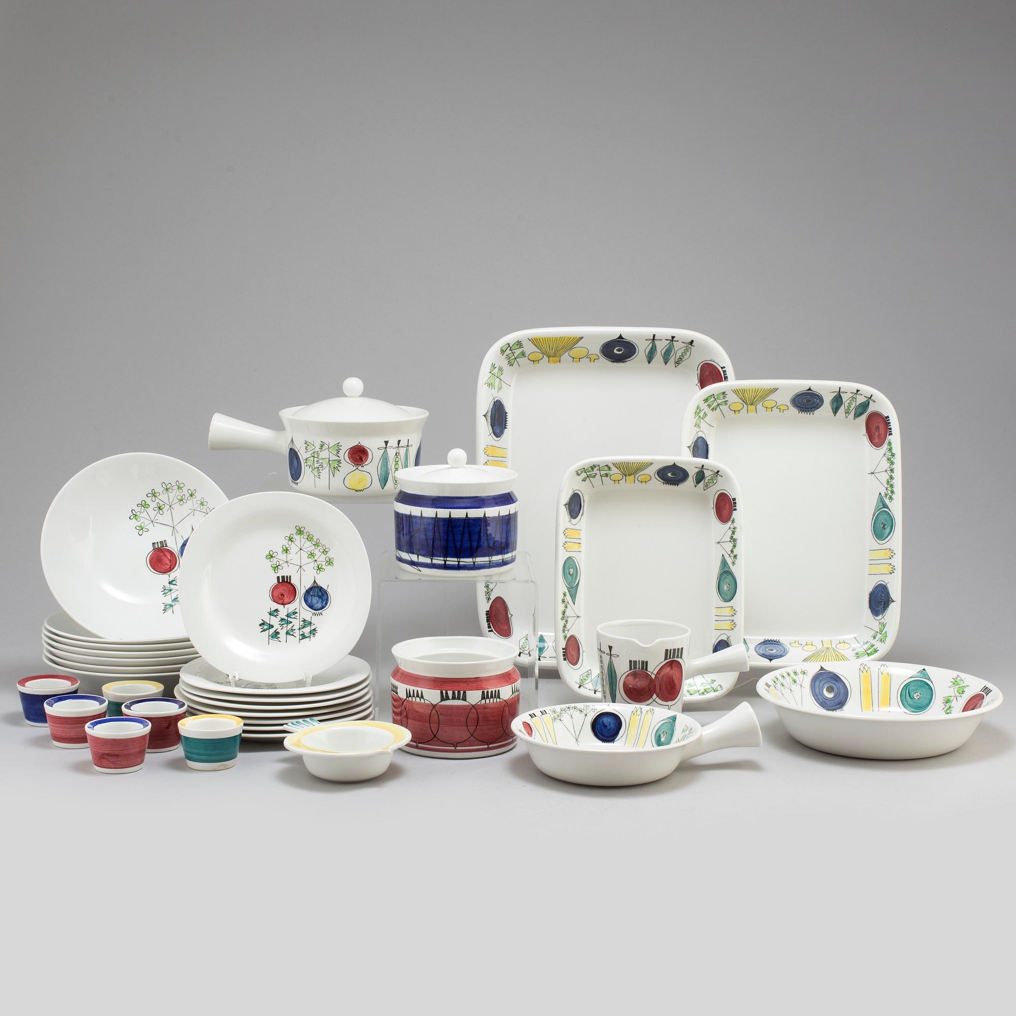 A Marianne Westman earthenware 'Picknick' and 'Pomona' part dinner service, for Rörstrand.