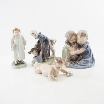 Figuriner 4 st Royal Copenhagen 1900-talets mitt/andra hälft porslin.