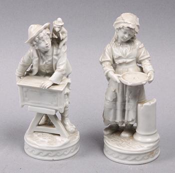 FIGURINER, 2 st, porslin, Rudolstadt Volkstedt, Tyskland, tidigt 1900-tal.