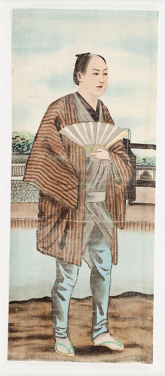 OKÄND KONSTNÄR, 2 st, olja på duk, Japan, tidigt 1900-tal.