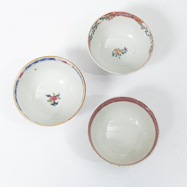 A group lot of 11 Chinese cups, Qing dynasty, Qianlong (1736-95).