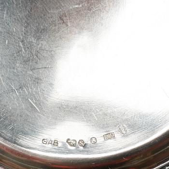 GLASUNDERLÄGG, 8 st, silver, GAB, Stockholm 1954. Totvikt ca 136 gram.