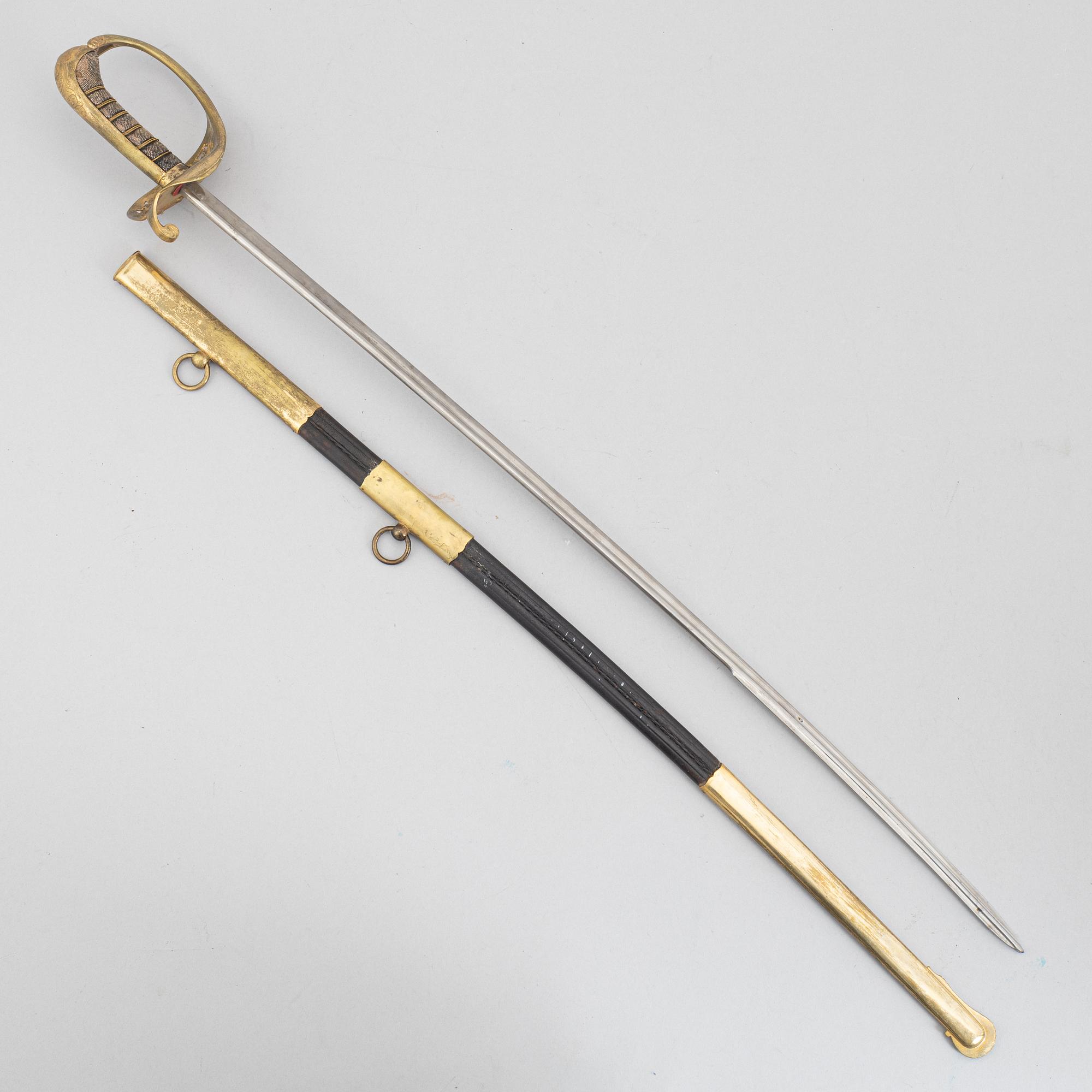 Saber, early 19th century, for an officer in the archipelago fleet (?), with scabbard.