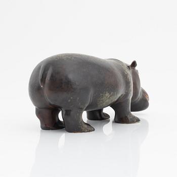 Gunnar Nylund, a stoneware sculpture of a hippo, Rörstrand.