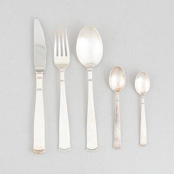 Jacob Ängman, bestickservis, 60 delar, silver, "Rosenholm", GAB, Stockholm/Eskilstuna, 1958-82.