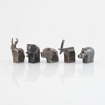 A set of five figurines, including Gunnar Cyrén, Dansk Designs, Japan.