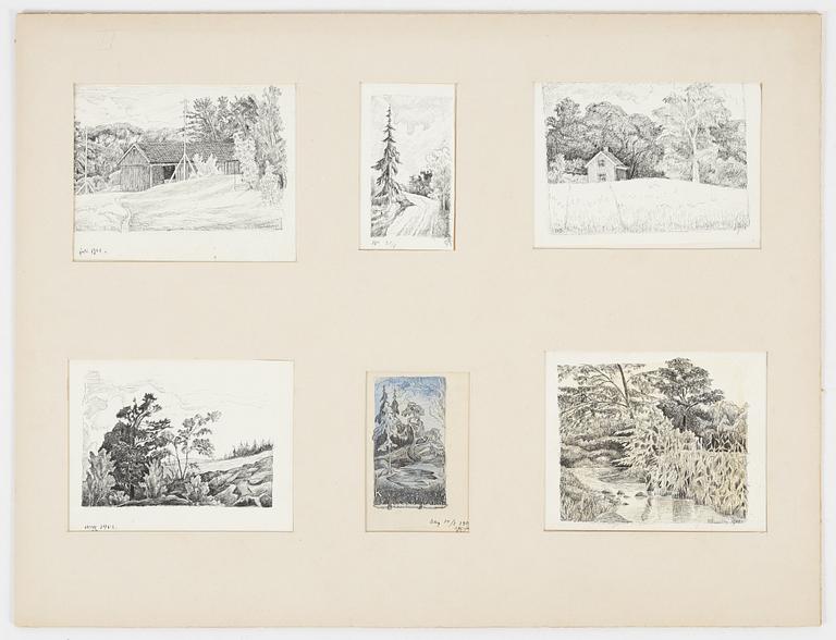Birger Simonsson, portfolio with 62 drawings. watercolours, pencildrawings.