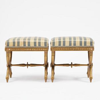 A pair of late Gustavian stools attributed to E. Ståhl (master in Stockholm 1794-1820).