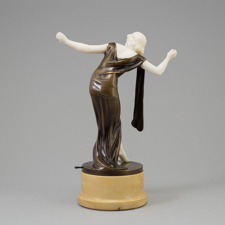 Unknown artist, a 20th century sculpture "Dancer with castanets", patinated bronze on marble bace, signed Blancz.