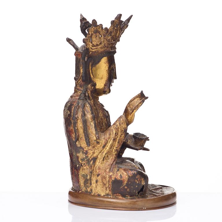 Bodhisattva, brons. Mingdynastin (1368-1644).