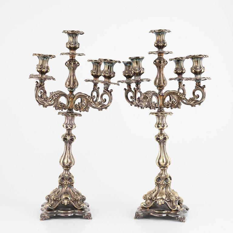 A pair of silver plated candelabra, probably CE Halldin, Kopparberg. Circa 1900.