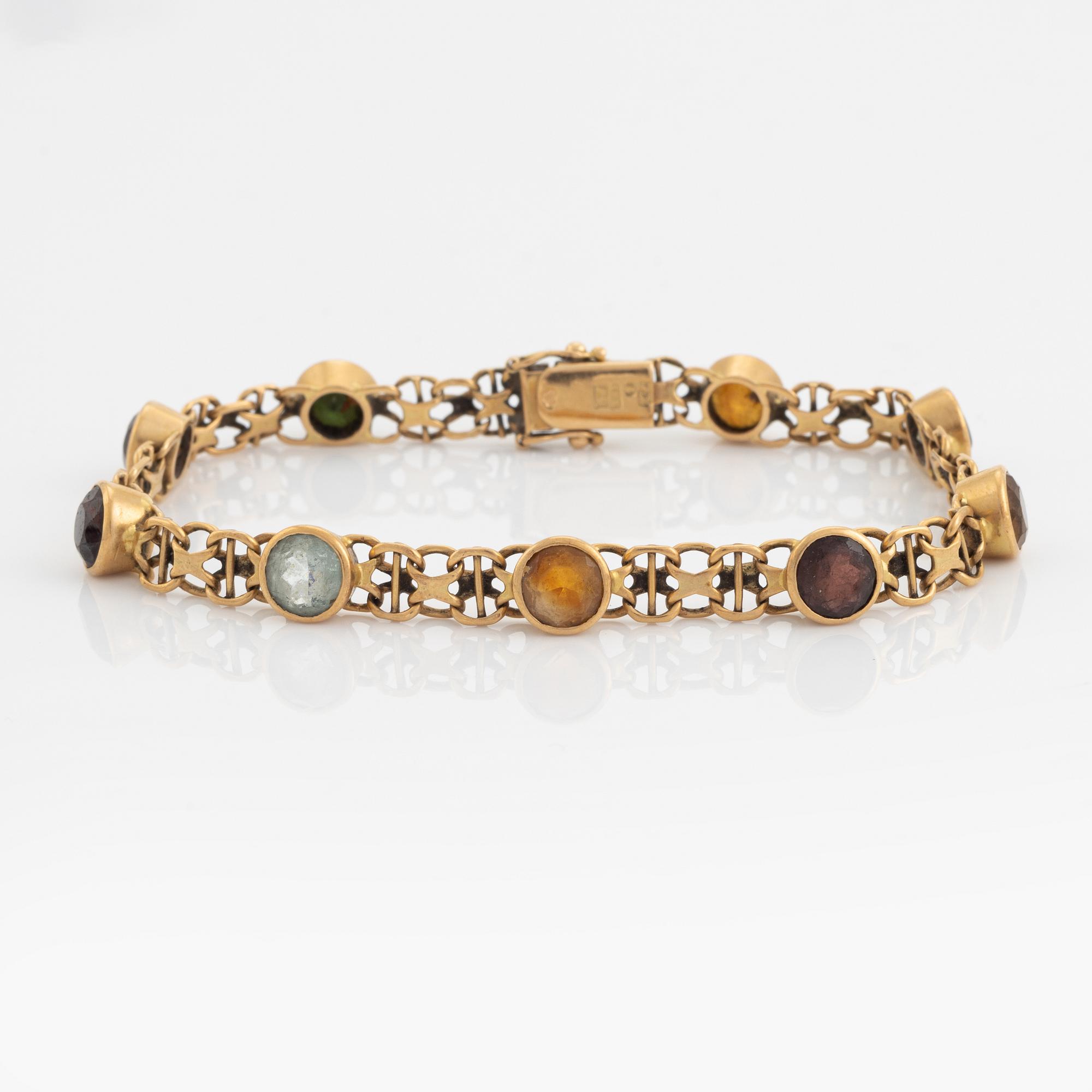 18K gold and coloured stones bracelet.