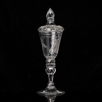 A large engraved goblet, Kungsholms glasbruk, 18th century.