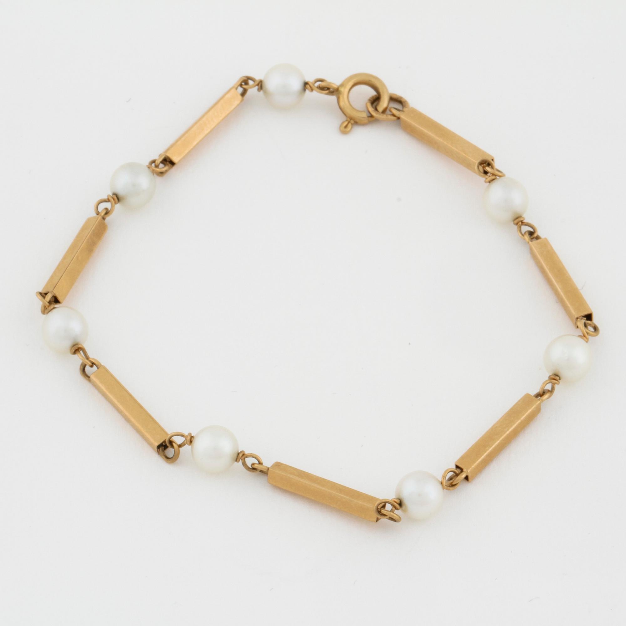 ARMBAND, med odlade pärlor, Torsten Rydén Borås, 1964.